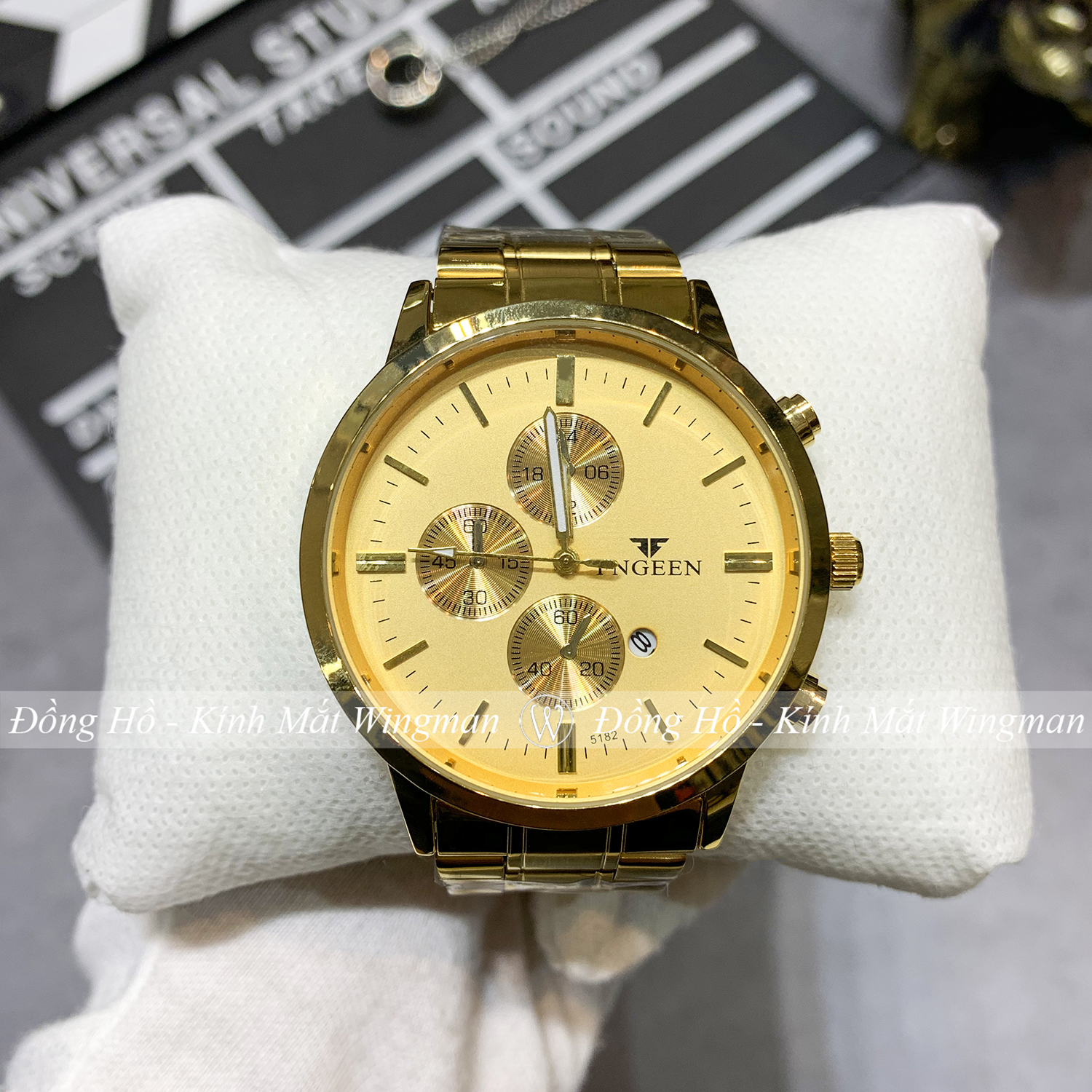 Đồng hồ nam máy pin dây thép không dỉ FNGEEN 5055 , chống xước , chống nước , full box , bảo hành 3 năm