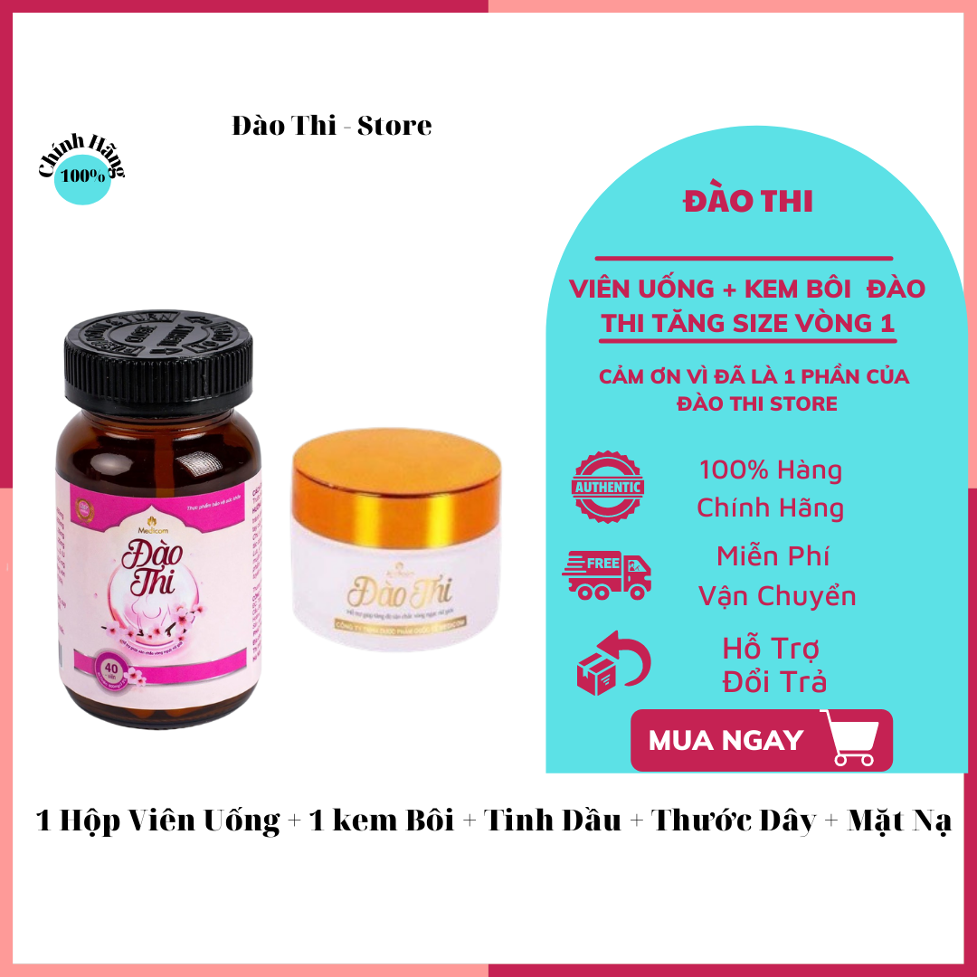 [ Tặng Tinh Dầu Massage ] 1 Hộp Viên Uống+1 Kem Bôi Đào Thi Tăng V1+ Tặng Tinh Dầu MaSa V1+Thước Dây