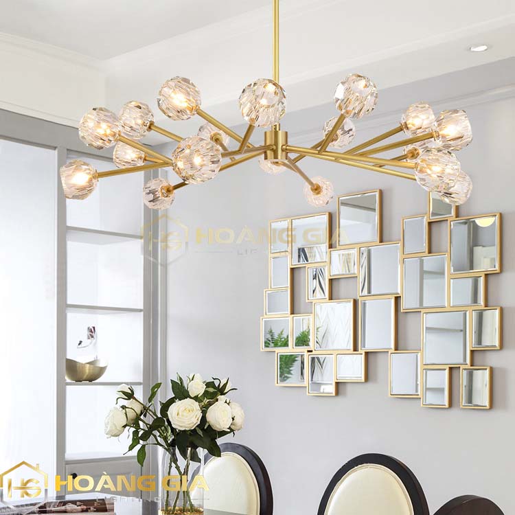 Đèn Chùm - Đèn Chùm Thả 15 Bóng Thắp Sáng Cao Cấp Phong Cách Châu Âu Sang Trọng - Đèn Thả Trần Vintage Pha Lê - Bảo hành 12 tháng