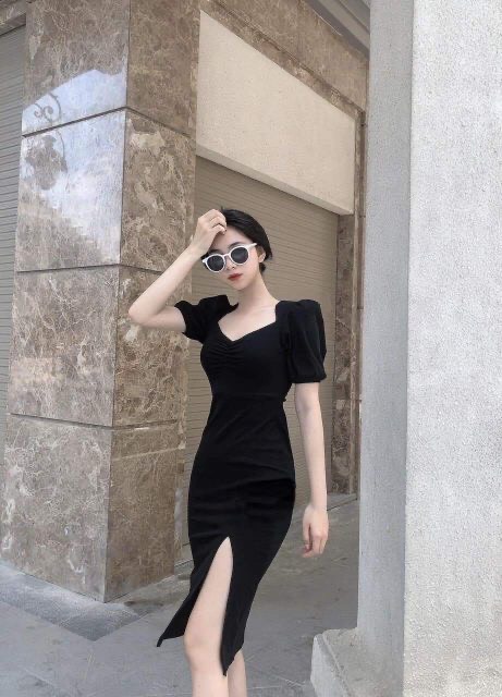 Chân váy đen cá tính xẻ tà cao Tuyệt Đẹp  Ngọc Bích Fashion 