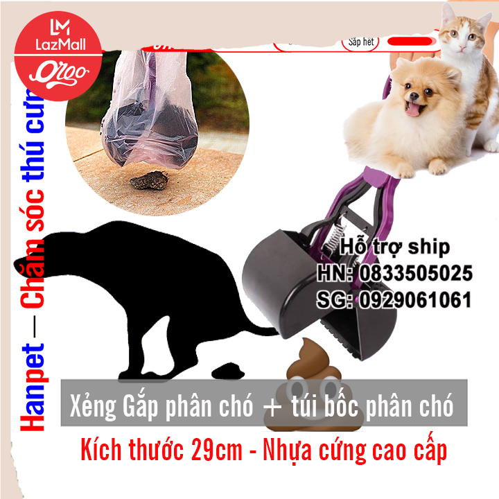 Orgo - Xẻng gắp phân chó - Túi hốt phân chó túi nilon hót cứt chó / túi hót kít chó / hướng dẫn sử dụng túi bốc kít chó / túi đựng phân chó / túi đựng kít chó / túi rác tự phân hủy / túi đựng rác / túi phân chó
