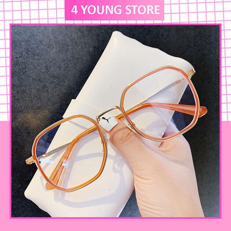 Kính cận thơi trang nhiều màu gọng đa giác phong cách cá tính - Kính giả cận Unisex 038