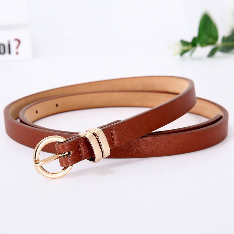Thắt Lưng Da Denim Khóa Tròn Kiểu Cổ Điển Đơn Giản Cho Nữ