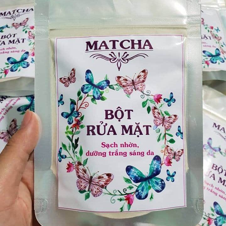 Bột rửa mặt thảo mộc MTACHA dưỡng da trắng sạch mụn nguyên chất organic 100g sạch sâu giảm nhờn hieu quả khỏe tươi mát