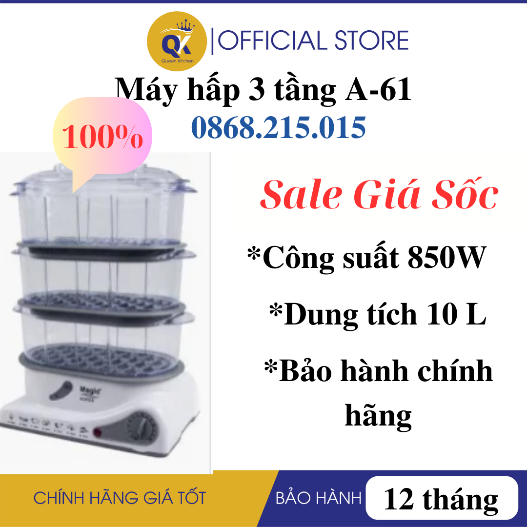 Máy hấp thực phẩm 3 tầng magic a-61 - hàng mới 100%