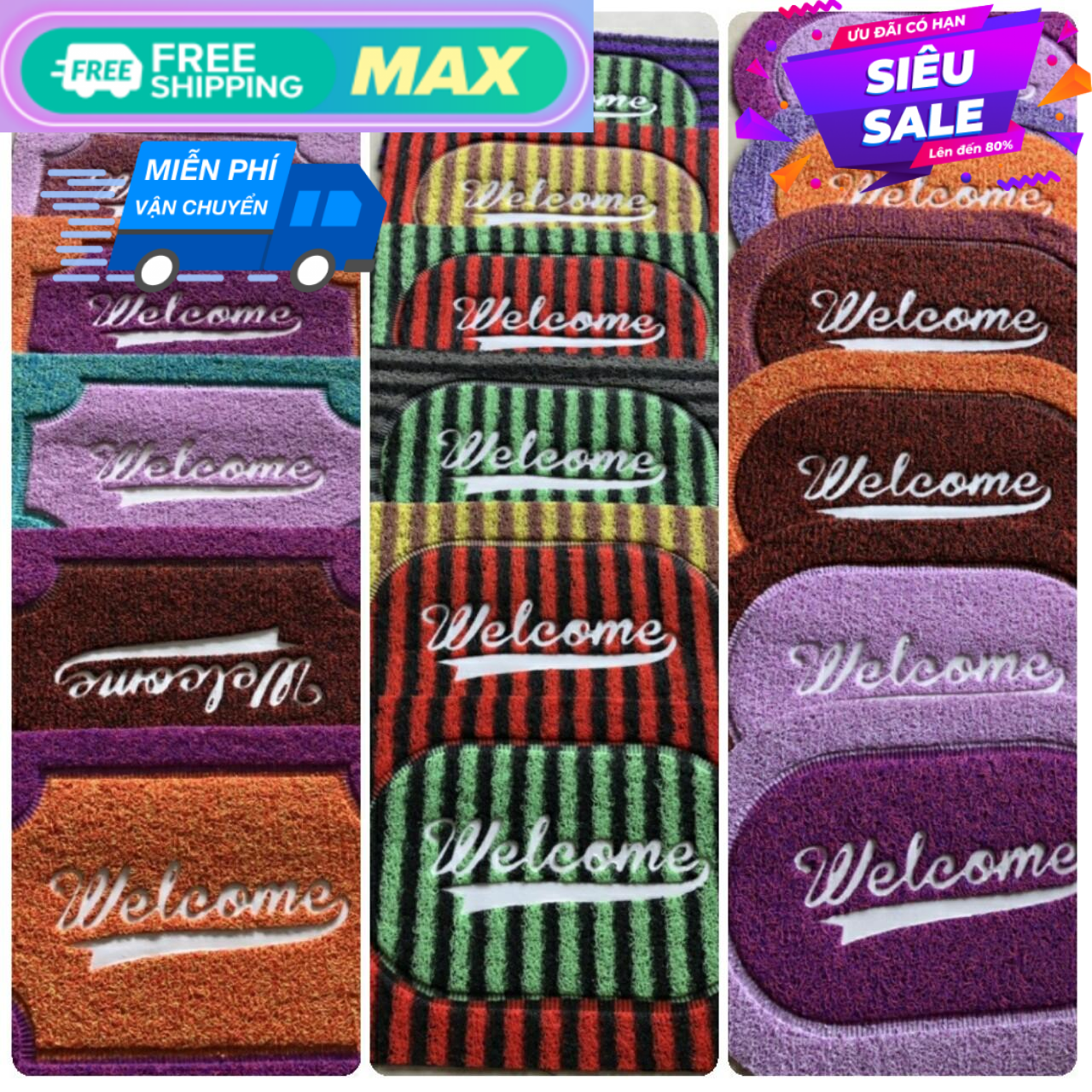 Combo 3 thảm chùi chân Welcome