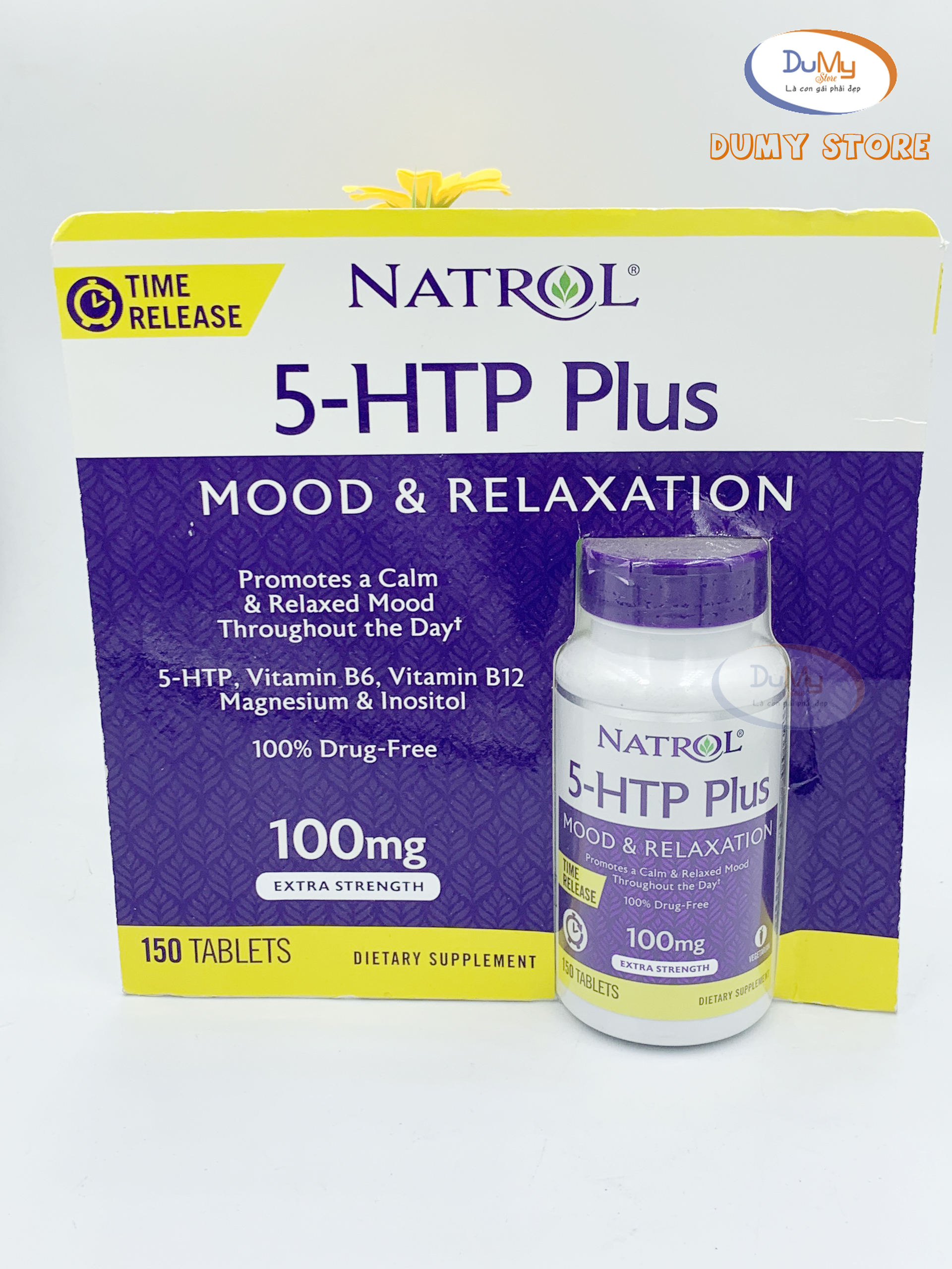 Viên uống 5 htp giảm căng thẳng & tăng hưng phấn natrol 5-htp plus 100mg 150 viên - mỹ