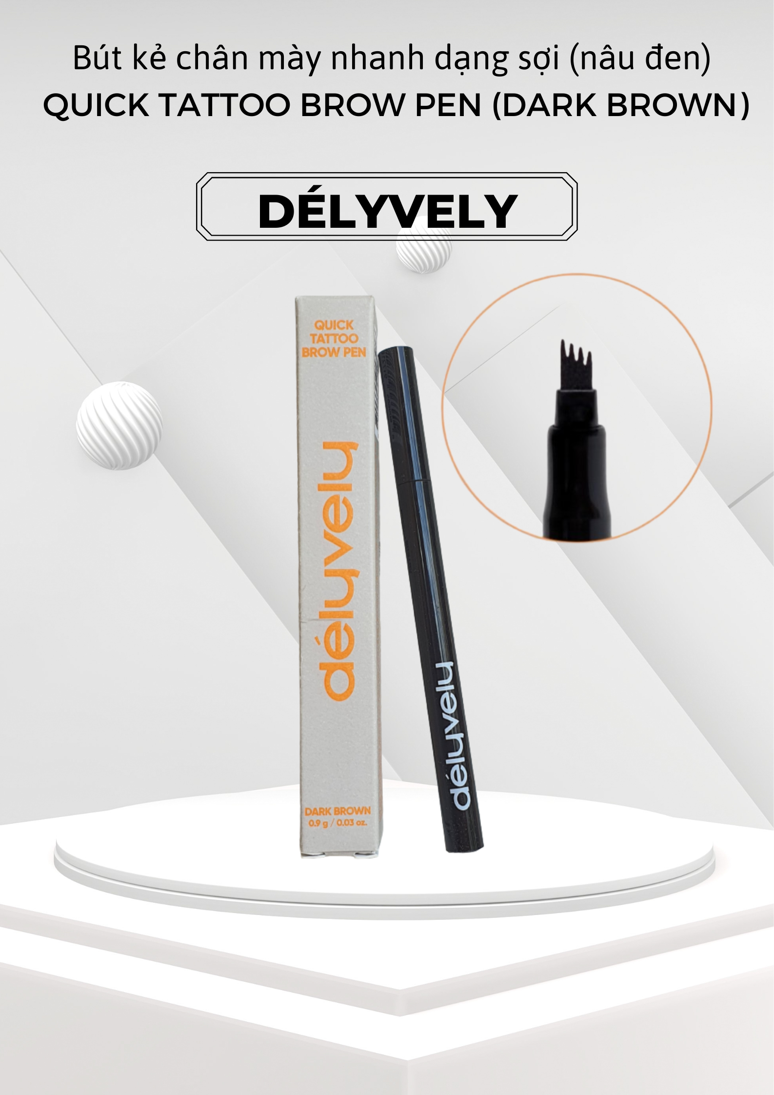 Chì kẻ nhanh dạng sợi dưỡng lông mày délyvely - quick tattoo brow pen