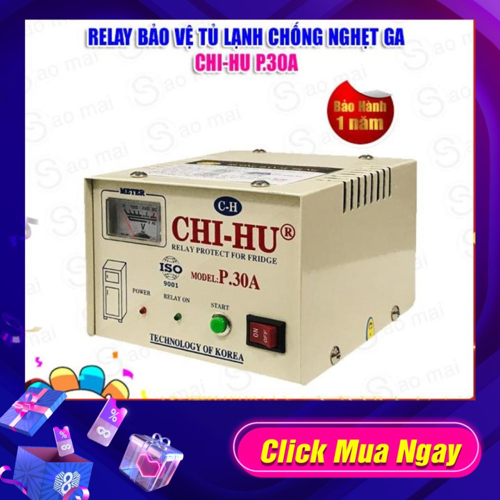 Relay bảo vệ tủ lạnh cao cấp NAKATA 20A phù hợp nhiều dòng tủ lạnh , tủ mát và tủ đông gia đình