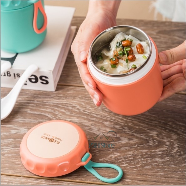 Hộp đựng thực phẩm mang đi ELeFance 430ml có dây treo silicone