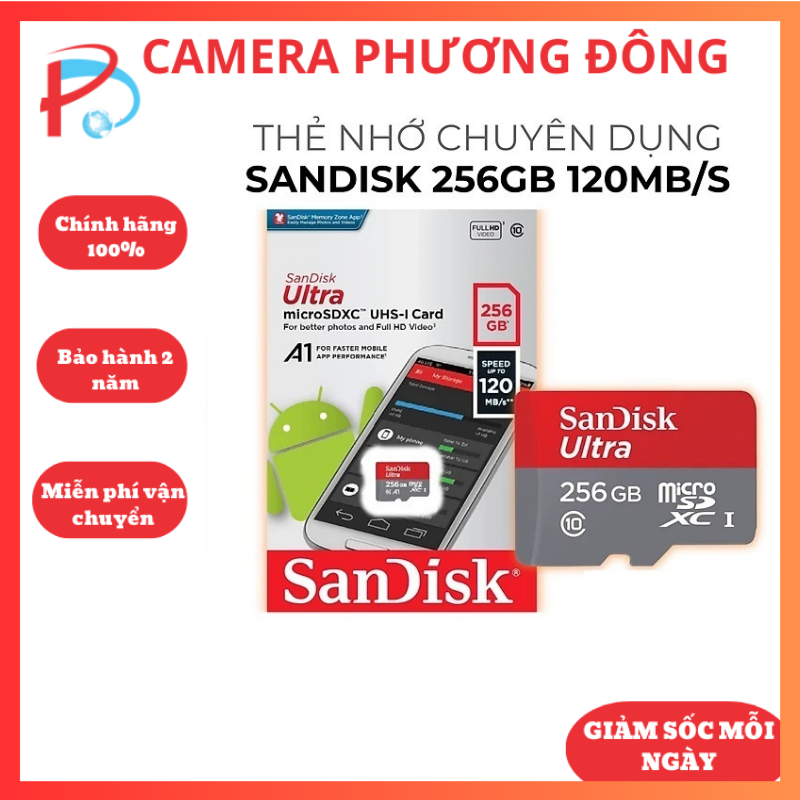Thẻ nhớ micro sd sandisk ultra 128g/64g/32g uhs-i - 100mb/s, thẻ nhớ camera, thẻ nhớ điện thoại - hàng chính hãng