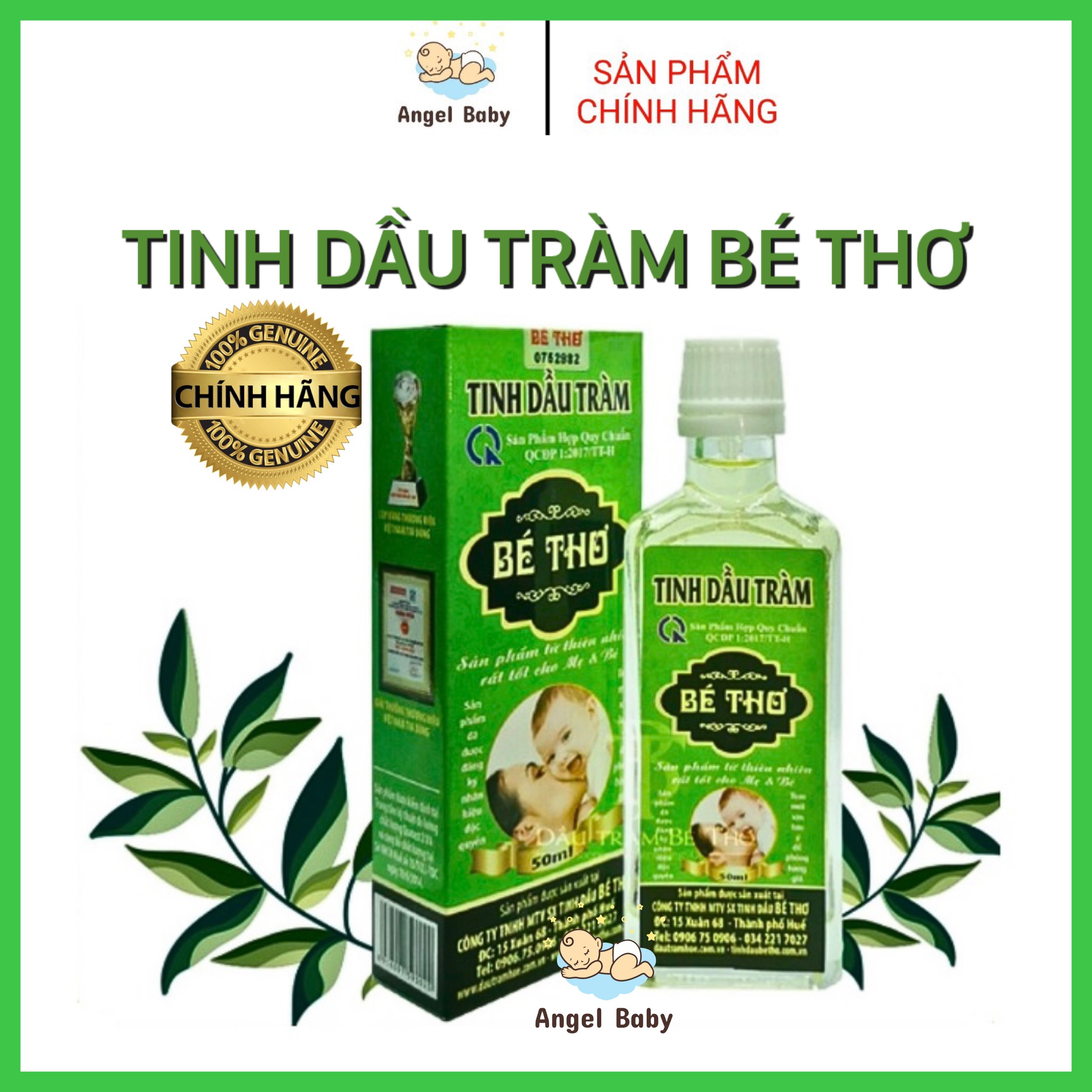 Tinh dầu tràm bé thơ 50ml, tinh dầu tràm huế nguyên chất, dầu tràm cho bé chính hãng