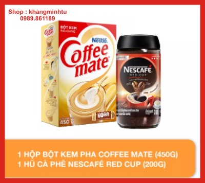 Combo 1 hộp bột kem pha café Coffee Mate (450g) + 1 hũ cà phê Nescafé Red Cup (200g)