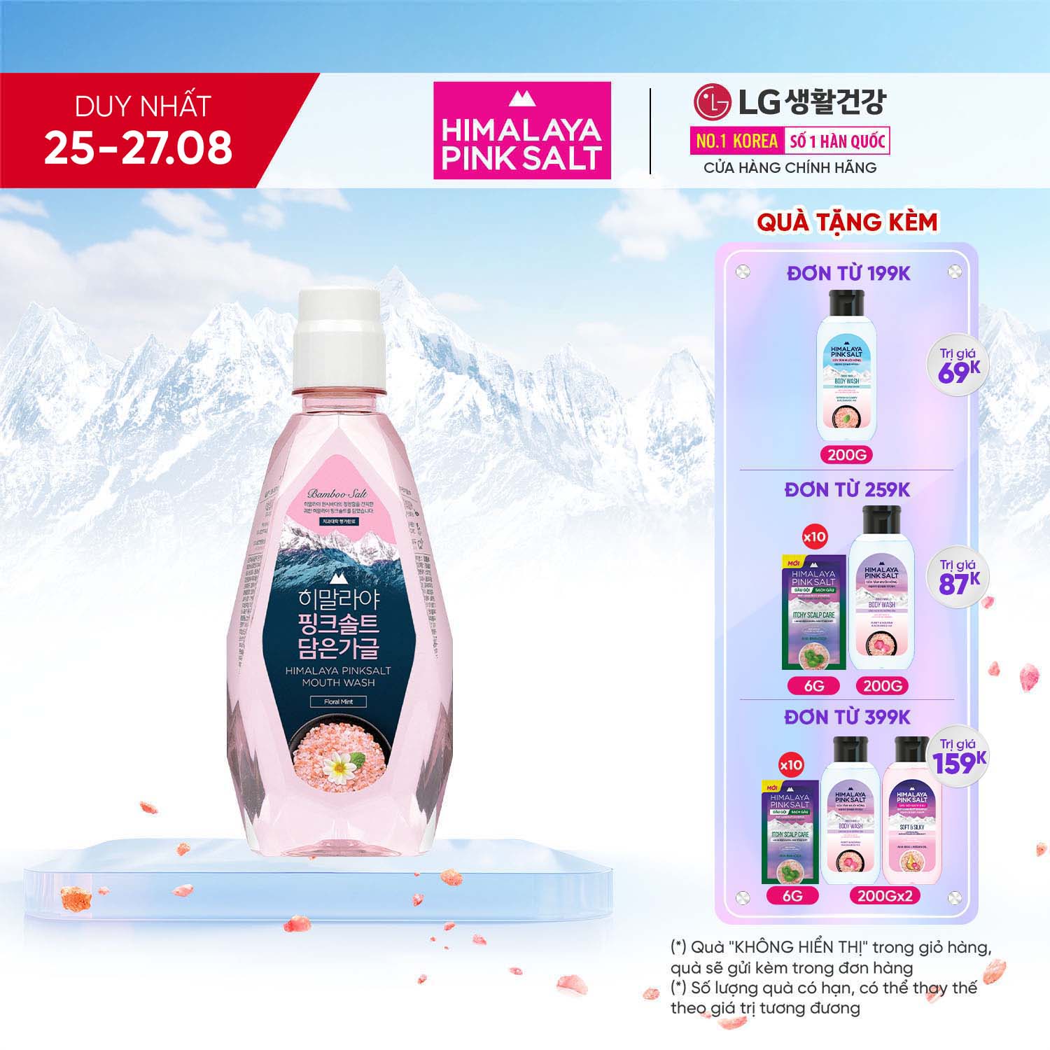 Nước súc miệng Bamboo Salt Muối Hồng Himalaya Hương Hoa Bạc Hà 320ml