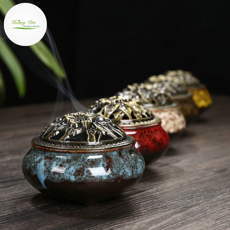 [HCM]Lư xông trầm gốm sứ - Tặng kèm 2 nụ trầm - Mẫu mã đa dạng
