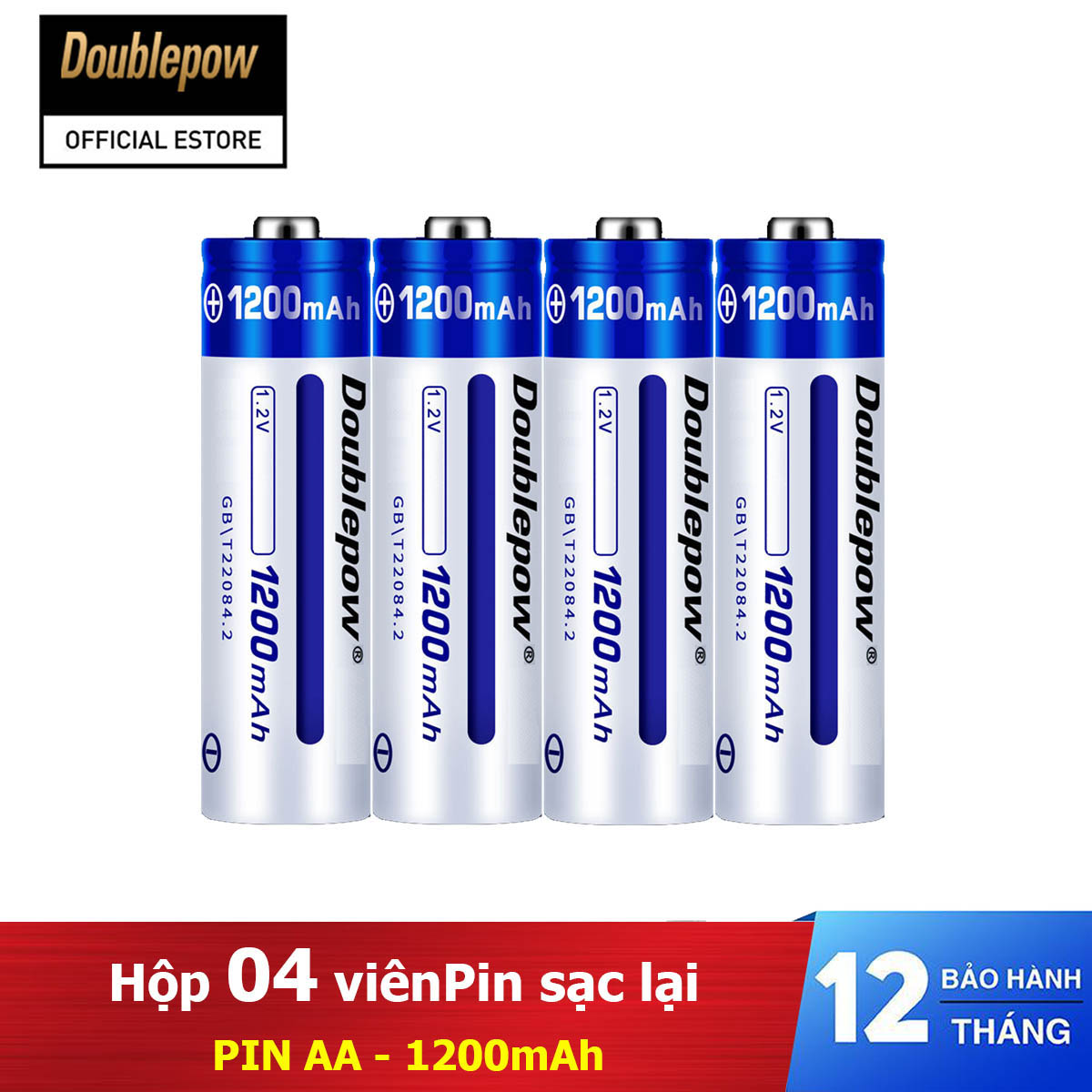 Hộp 4 viên Pin sạc lại Doublepow AA 1200mAh