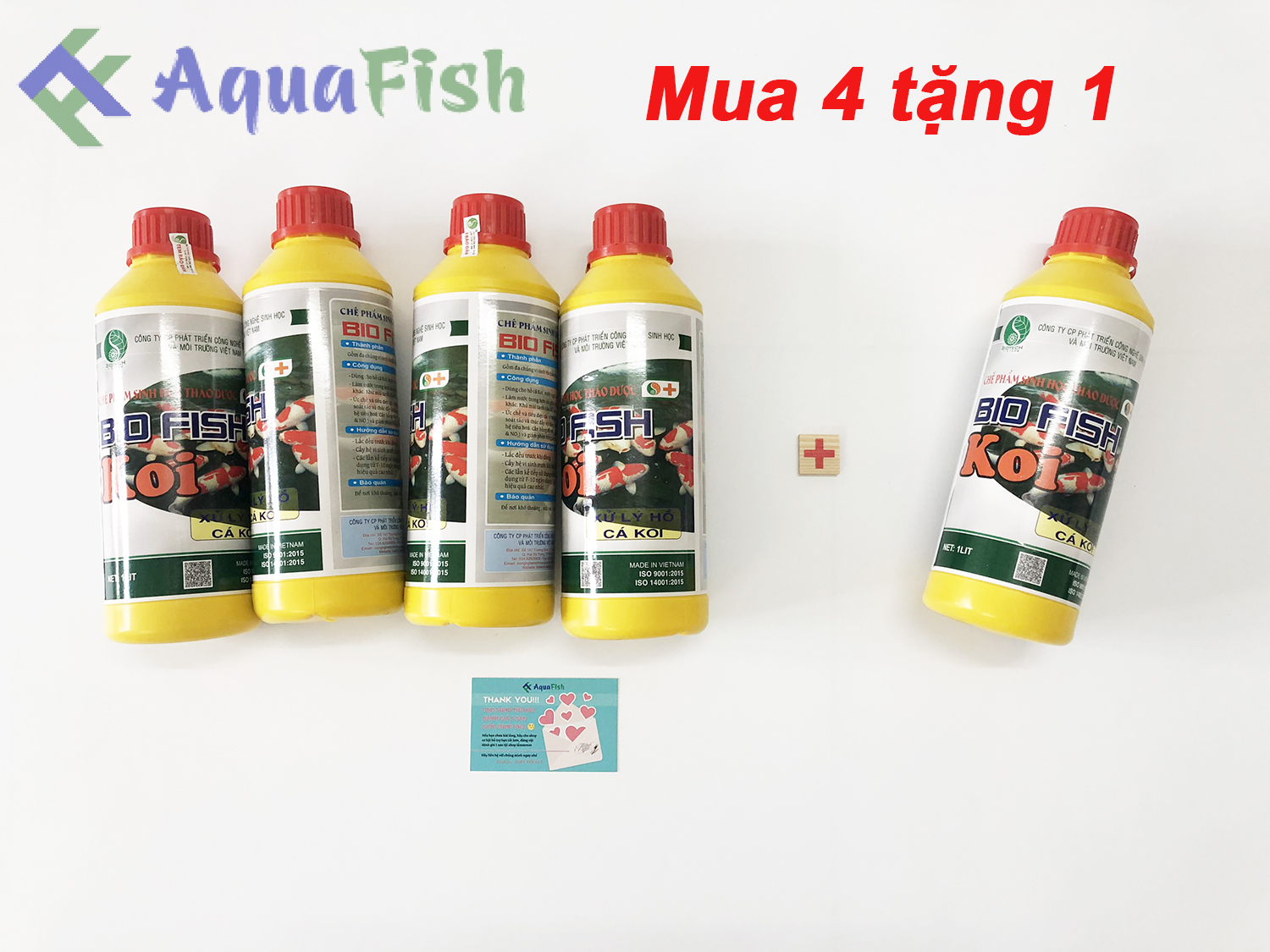 Combo 4 Tặng 1 Men Vi Sinh Cho Hồ Cá Koi Bio Fish Koi 1 lít (men vi sinh giúp làm trong nước, cân bằng PH cho hồ Koi)