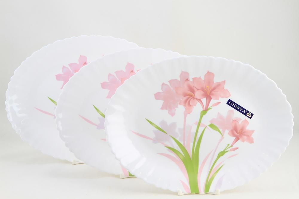 Bộ 3 đĩa oval 30cm thủy tinh ngọc cao cấp gemya 40512h