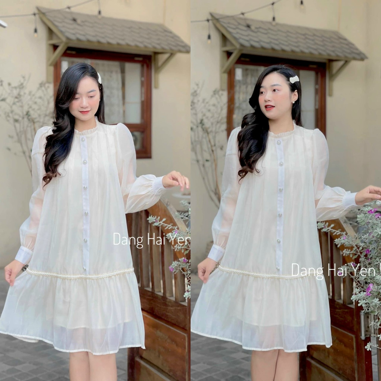Váy bầu công sở - đầm bầu thiết kế dáng suông, dài tay, đẹp điệu, vải voan 2 lớp cao cấp