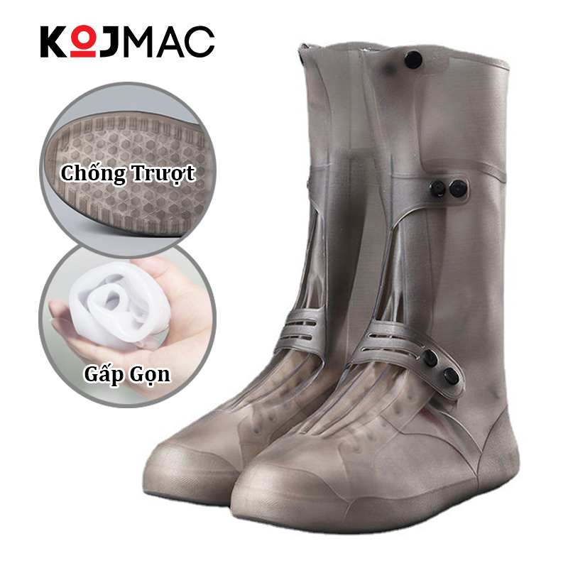  Ủng Bọc Giày Đi Mưa Nam Nữ Chống Nước  Slicon Dai Dày Gấp Gọn Cổ Cao Có Nút Bấm Form Đẹp Ôm Giày Chống Trượt   