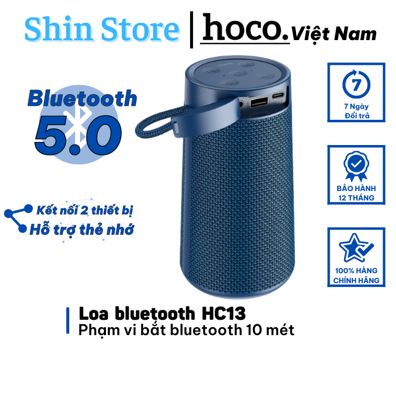 Loa Bluetooth Hoco HC13, loa không dây hỗ trợ khe cắm thẻ nhớ âm thanh hay