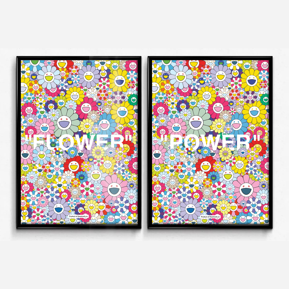 Tranh Hypebeast-Flower-Powe-Hoa mặt cười 7 màu