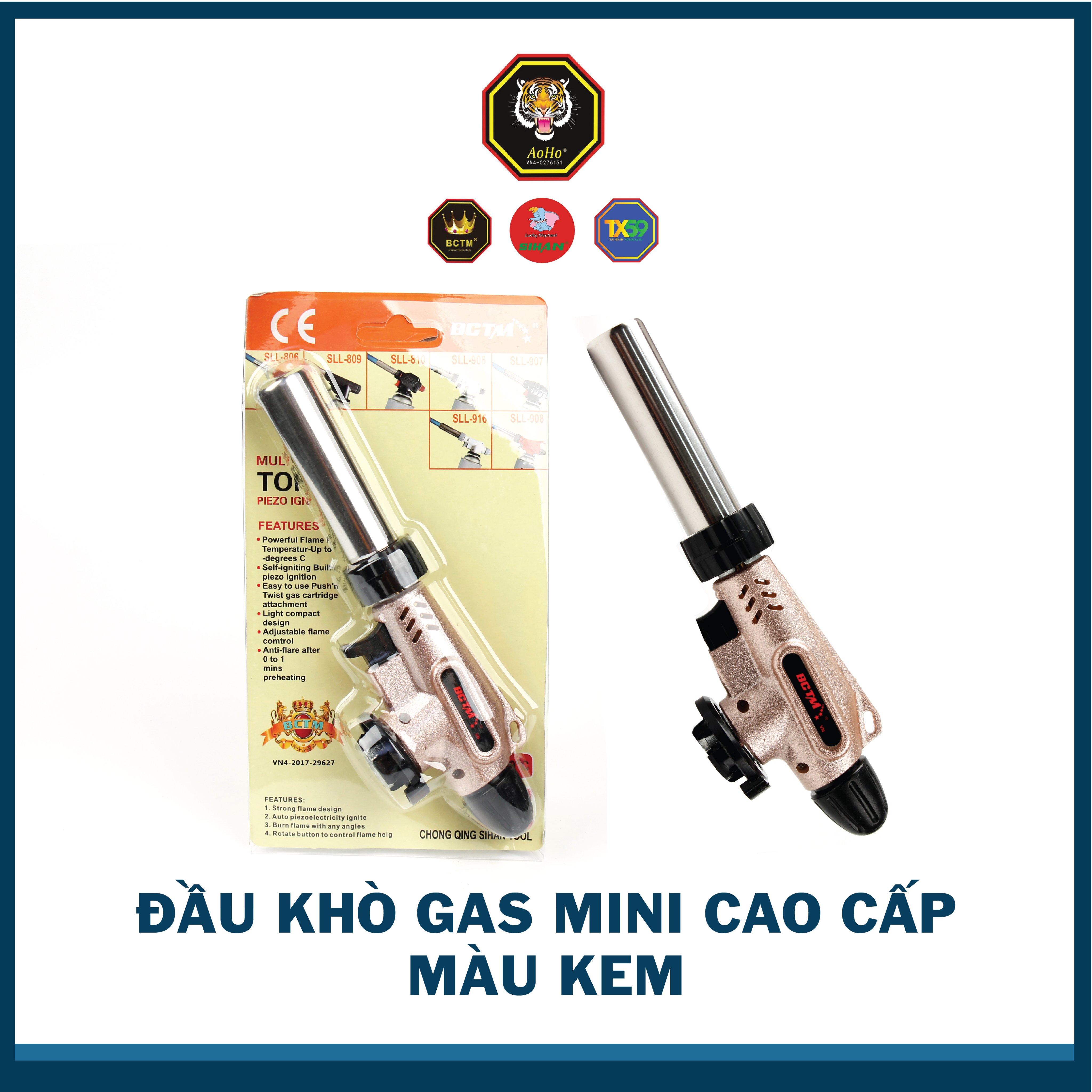 Đầu Khò Bình Gas Mini 906 Cao Cấp - Màu Kem