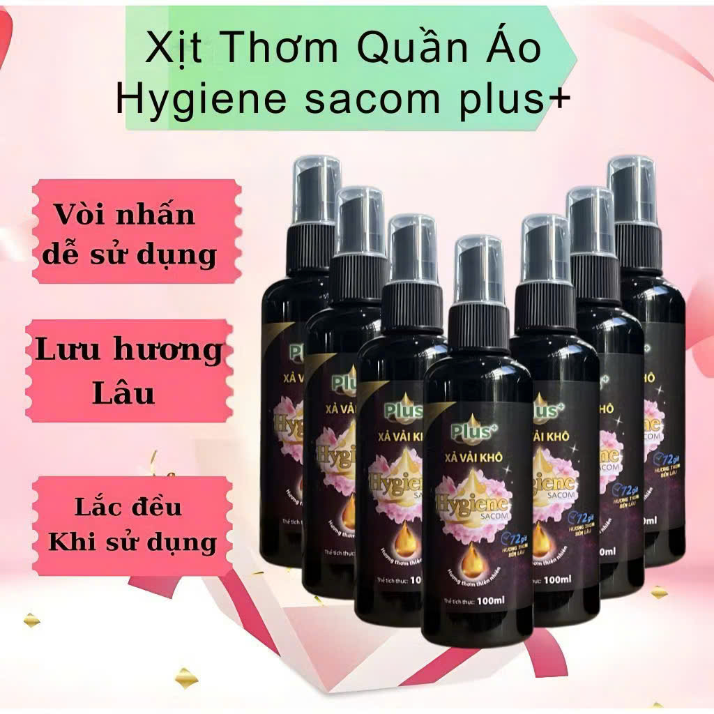  Combo 5 chai Xịt xả vải khô Hygiene Sacom Plus Chai 100ml xịt thơm quần áo 
