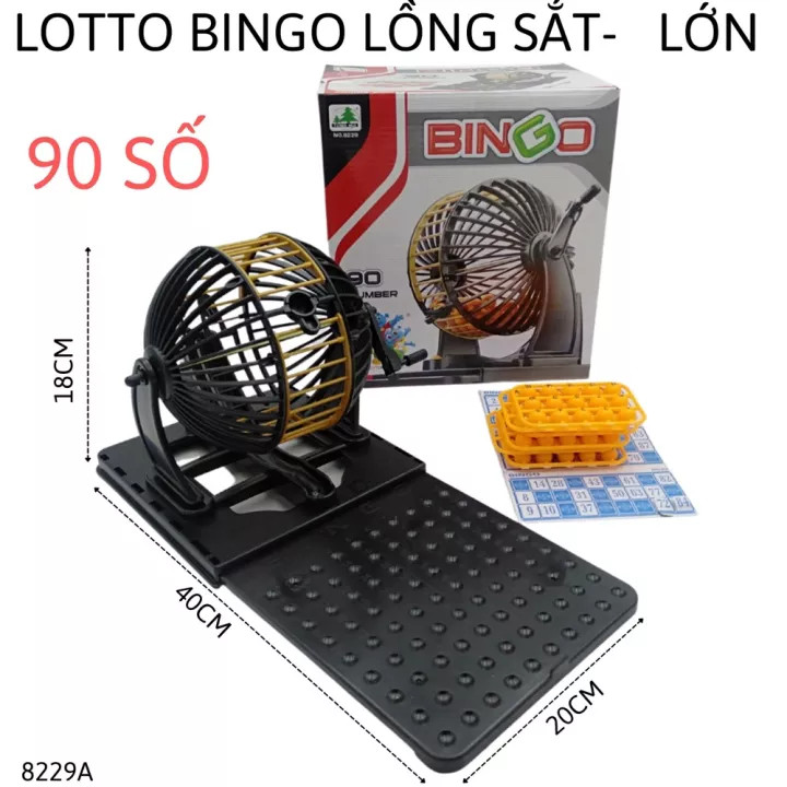 Bộ trò chơi lô tô lồng sắt quay số bingo 90 số cứng cáp chắc chắn - lồng cầu quay số sổ số hàng tốt