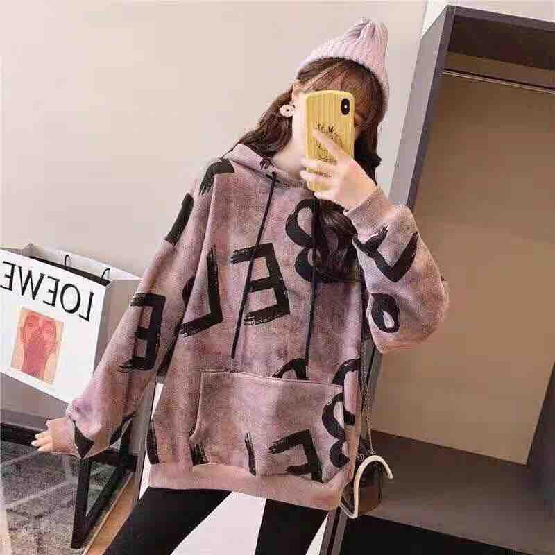 Áo hodie nỉ mũ form dấu quần chữ loang