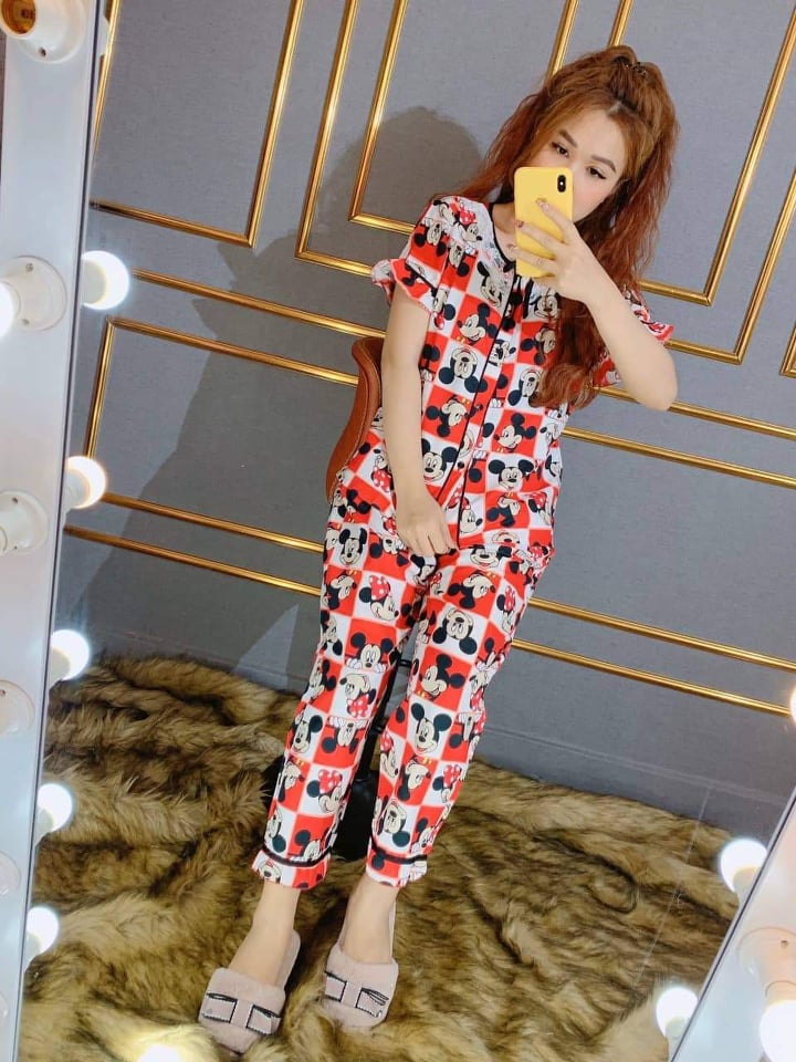 [HCM]ĐỒ BỘ PIJAMA NỮ QUẦN DÀI ÁO NGẮN TAY CHẤT VẢI KATE LOẠI 1  PHONG CÁCH THỜI TRANG THUYDIEUSHOP97 D35