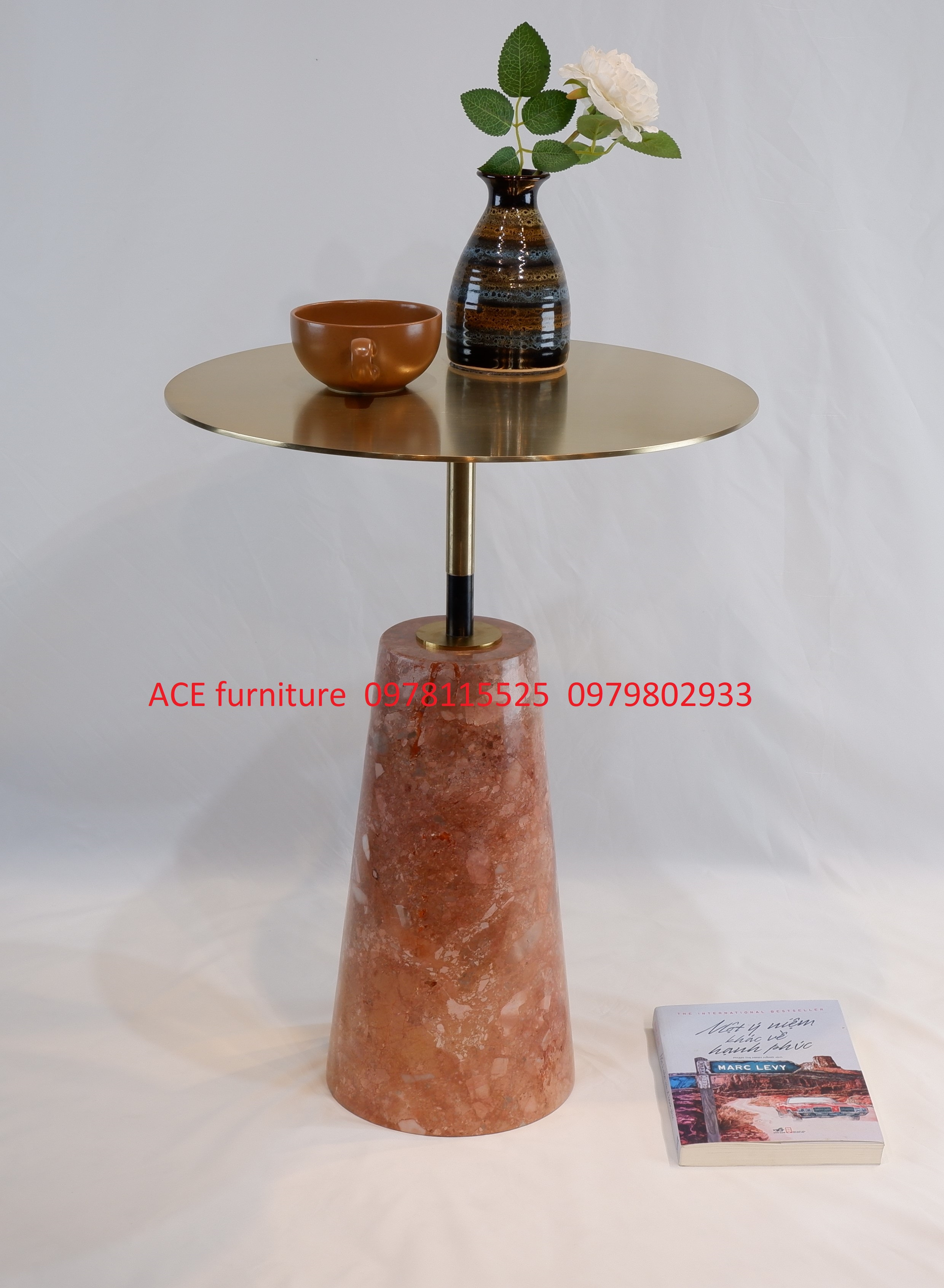 Bàn trà đẹp – bàn sofa đẹp - bàn inox mạ vàng tròn D400