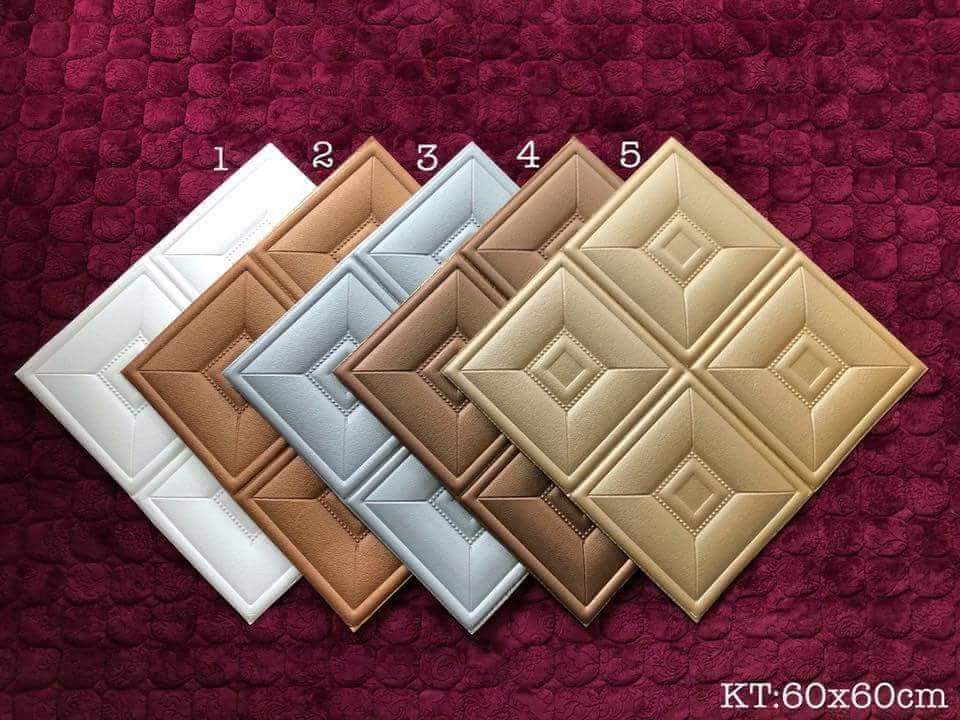Compo 10Tấm Xốp dán tường dán trần ô vuông 3D Giả Da 60x60 cm dày 7mm chọn số