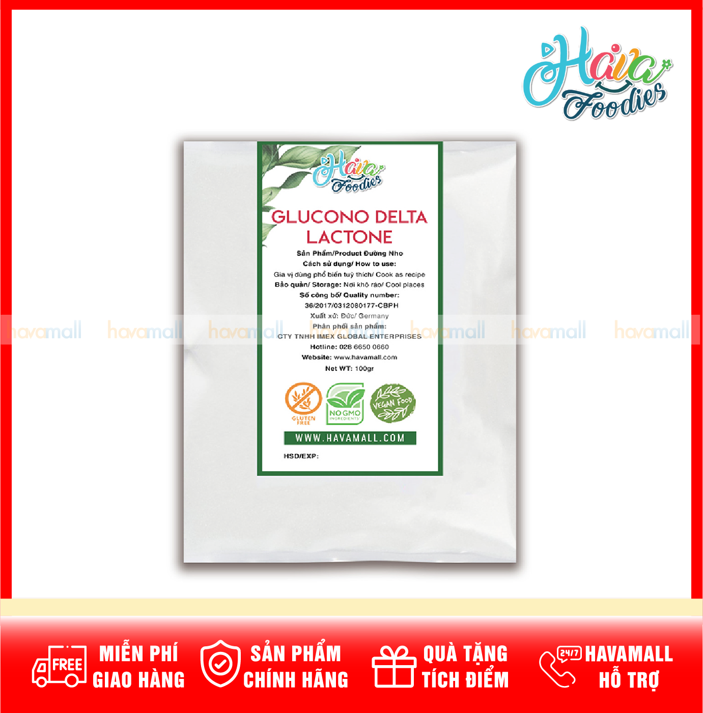 Đường nho gói 100g – glucono delta lactone