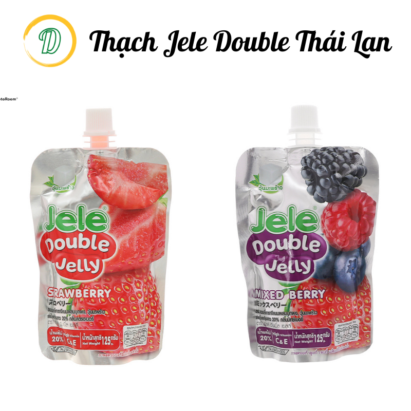 Nước trái cây thạch Jele Double Jelly 125g, nước thạch trái cây ngon mát, bổ sung vitamin làm đẹp.
