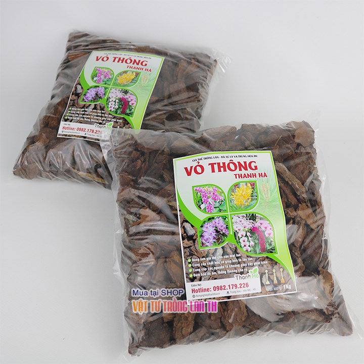 Vỏ thông trồng lan đã xử lý kích thước 3x4cm