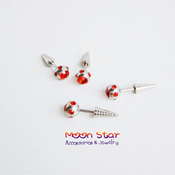 2 Chiếc Bông tai nam quả cầu đính đá xung quanh mẫu mới - moon store acc