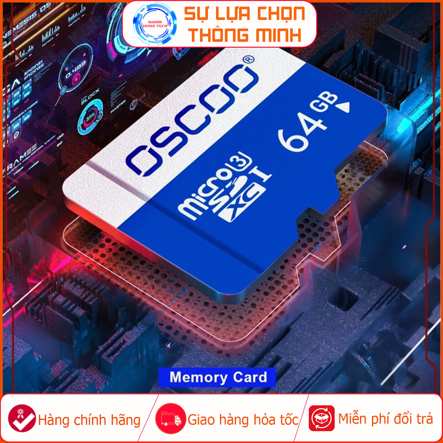 Thẻ nhớ 64gb oscoo uhs-i micro sd class10 chính hãng, tốc độ cao, bền bỉ cho wifi camera, máy ảnh, điện thoại