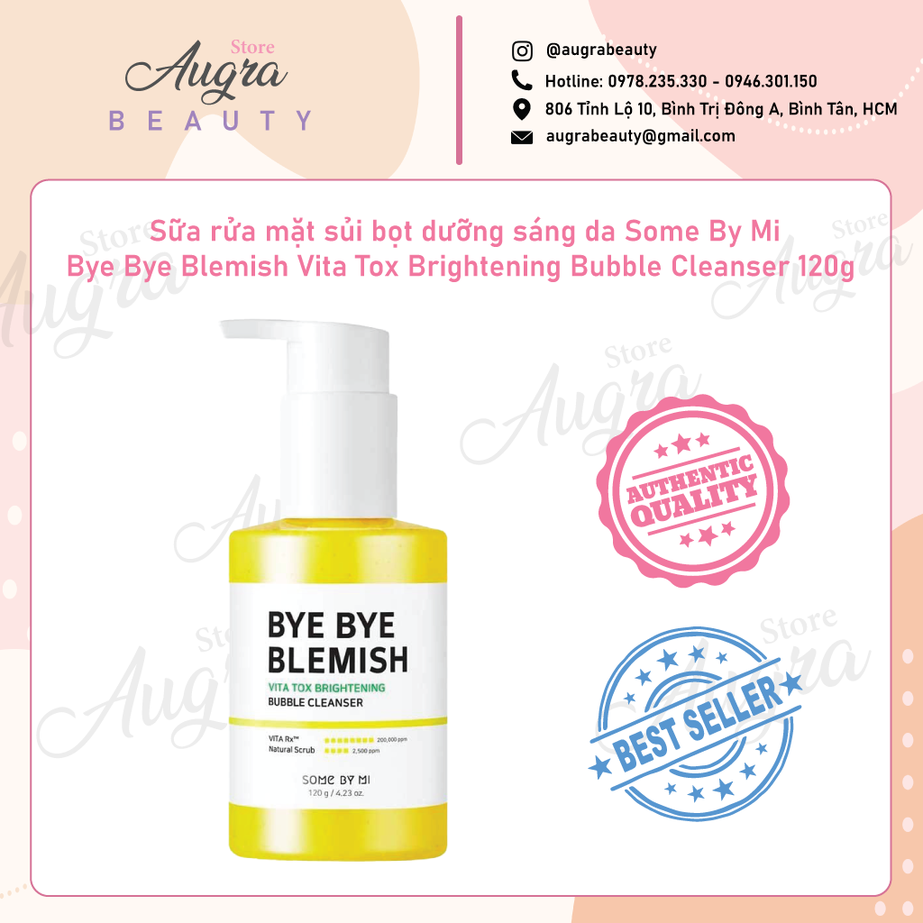 Rửa Mặt Dạng Gel Gel Some By Mi Bye Bye Blemish Vita Tox Brightening Bubble Cleanser 120g - augrabeautystore