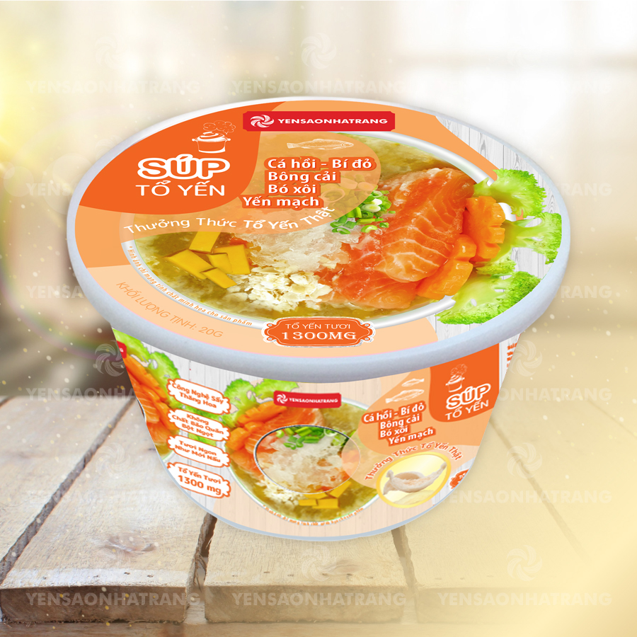 Súp Tổ yến - Cá hồi, Bí đỏ, Bông cải, Bó xôi, Yến Mạch