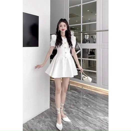 Đầm nữ trắng tinh khôi đính nút Hanny Dress