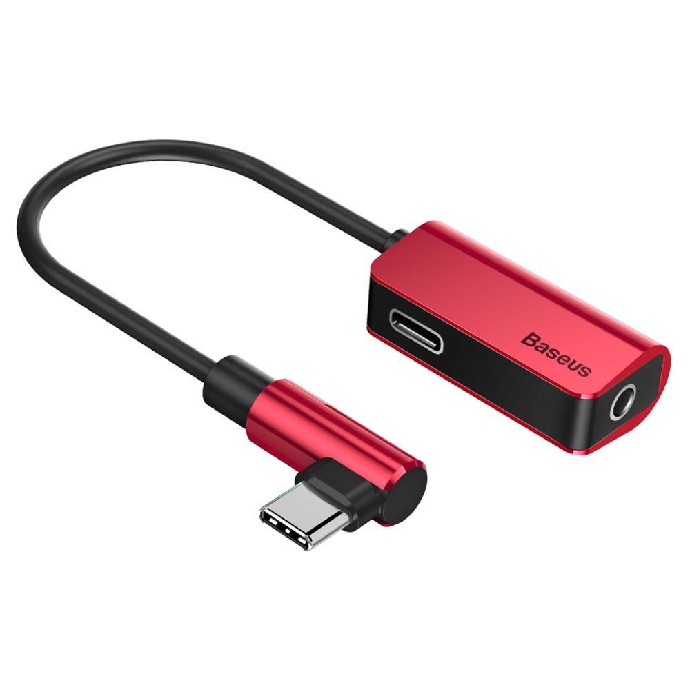 Đầu chuyển Type C sang Audio 3.5mm & Type C Baseus L45 cho game thủ (12cm Type C Male to Type C Female + 3.5mm Female Adapter) phù hợp cho Huawei P20 Pro  Xiaomi 6, 8, 9, Samsung.. - Phân phối bởi Vietstore