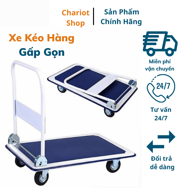 Xe đẩy hàng 4 bánh ,xe kéo hàng gấp gọn tải trọng lớn 150kg xkl 05