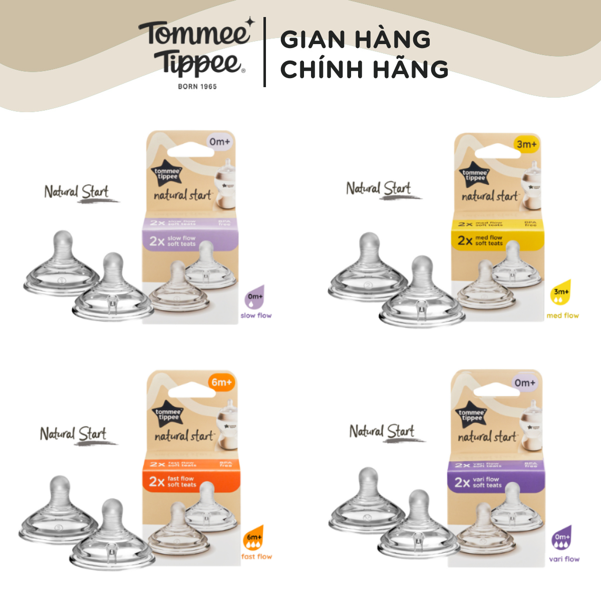 Núm Ty Silicon Siêu Mềm Tự Nhiên Cho Bé Tommee Tippee Natural Start