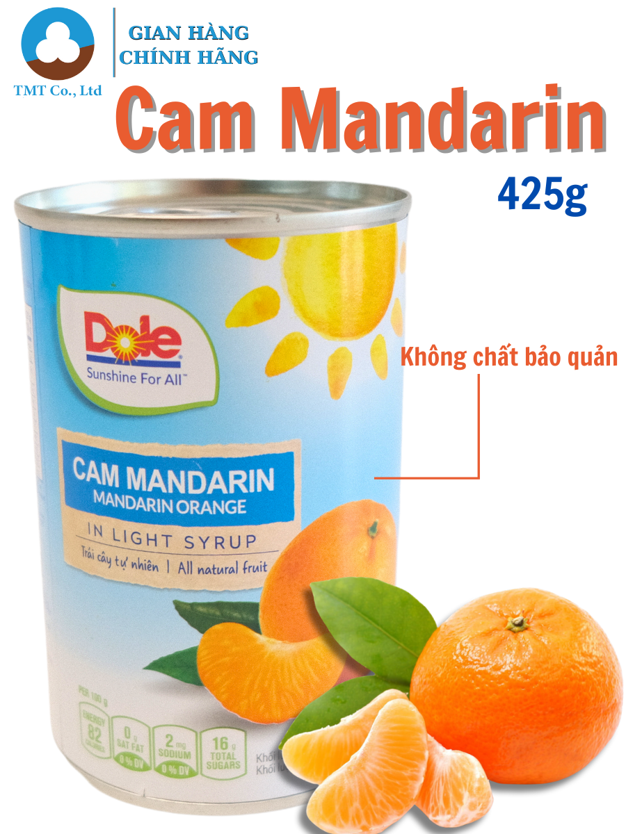 Cam tươi Mandarin đóng lon thương hiệu Dole 425g