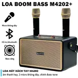 Loa Bluetooth Karaoke BoomBass M4202 - Tặng Kèm 2 Mic Không Dây Nghe Nhạc Cực Đã, Âm Bass Cực Mạnh Bảo Hành 1 Năm
