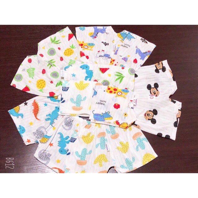 Combo 10 quần đùi cotton giấy cho bé từ 3-15kg