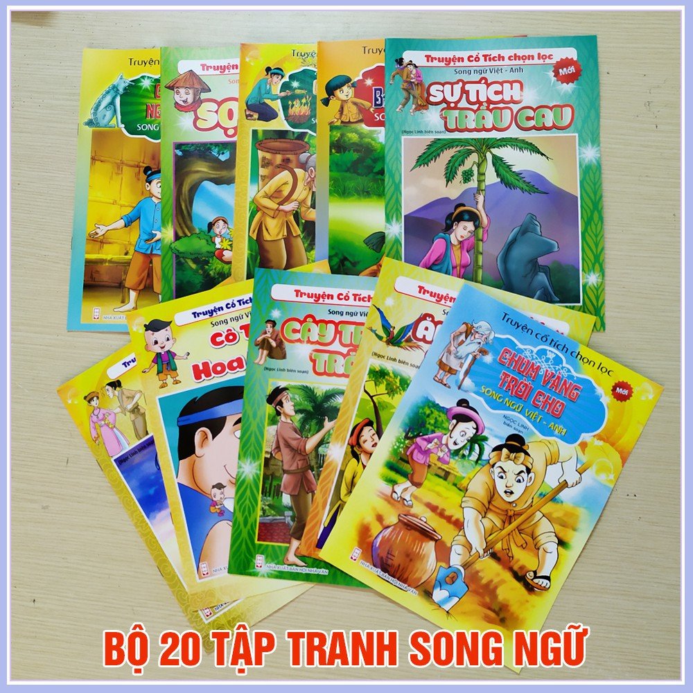 Bộ 20 Cuốn Truyện Tranh Cổ Tích Việt Nam và thế giới Cho Bé -giúp bé phát triển ngôn ngữ đồng thời học tiếng anh cho môt tương lai tươi sáng