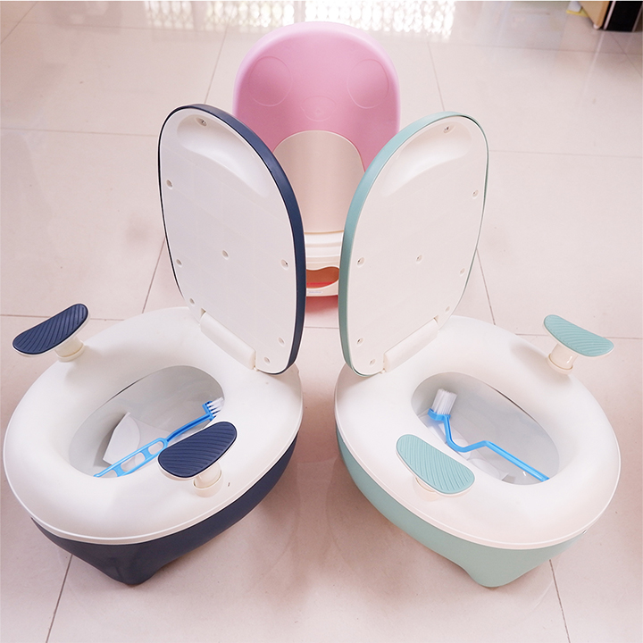 Bô vệ sinh trẻ em có chỗ dựa và khay hứng thông minh