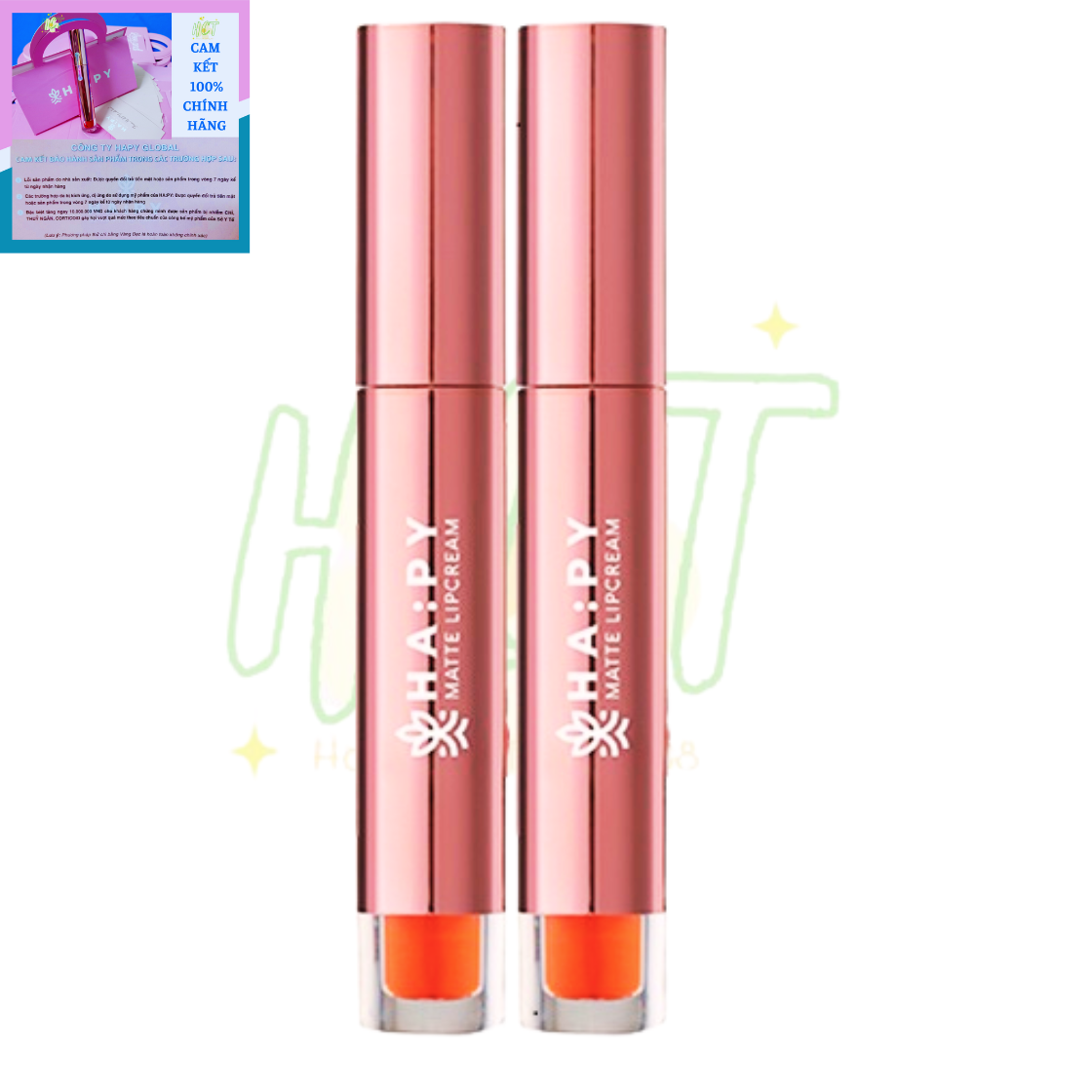 Son Happy kem lì siêu mịn, siêu lì - Hapy Mattle Lipcream bám màu lâu trôi, chính hãng + phiếu bảo hành + quà tặng